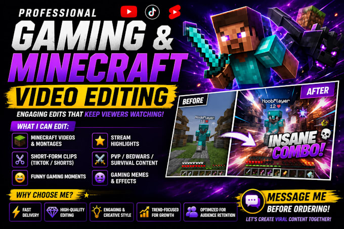 record and edit engaging gaming and minecraft videos for youtube