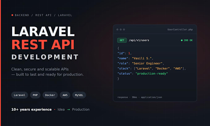 develop a laravel rest API backend for your web app