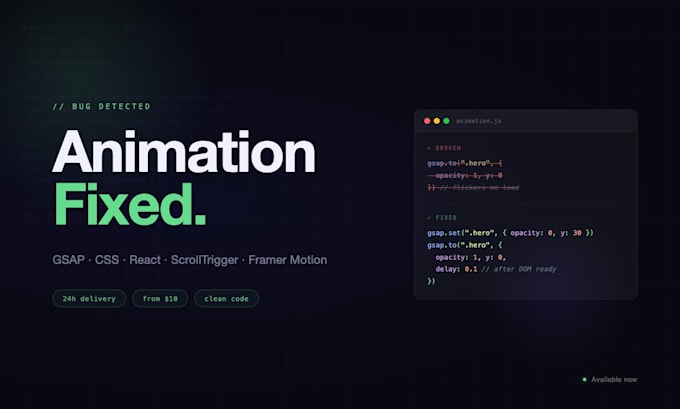 fix your gsap, CSS, or react animation bug fast
