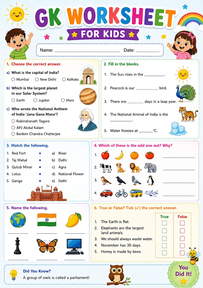 design creative educational worksheets and workbooks for kids