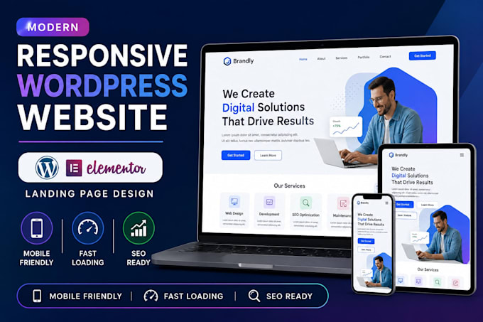 Design a modern, responsive wordpress elementor landing page by ...