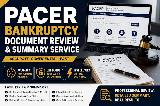 review, summarize, and extract data from pacer bankruptcy documents
