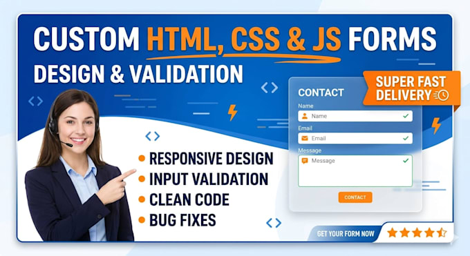design, fix, or style custom HTML CSS contact forms with javascript validation