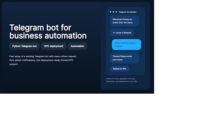 build a python automation script or telegram bot for your business