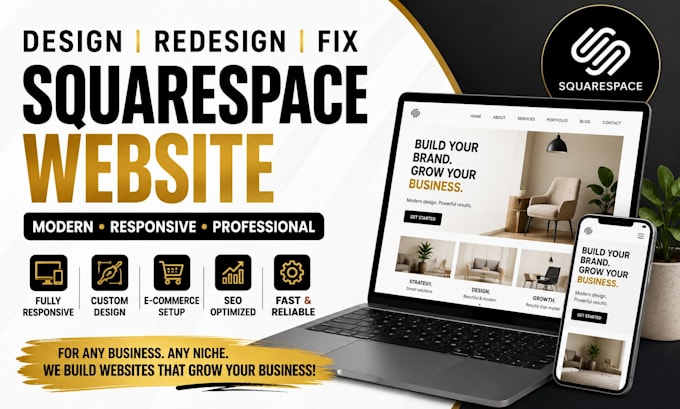 build squarespace website, fix modern squarespace website design