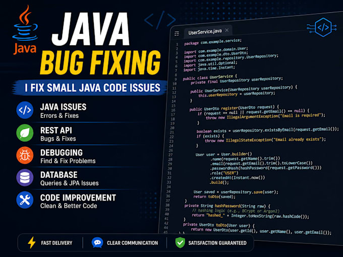 help with java oop tasks and bug fixing