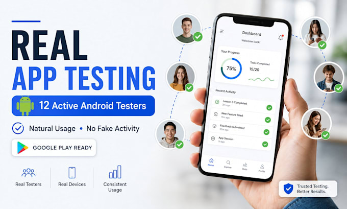 do closed testing 12 testers, 14 days testing, app testing, real tester android