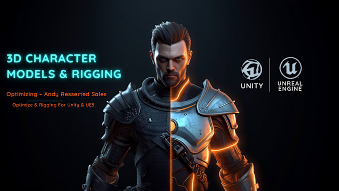 create game ready 3d character models with rigging for unity and ue asset