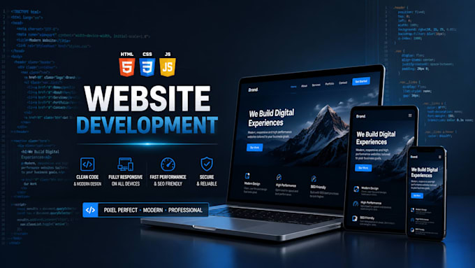 build responsive website development using html css and javascript