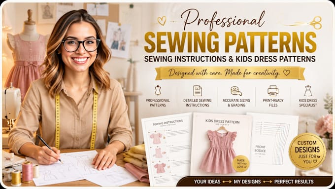 create professional sewing patterns, sewing instructions, and kids dress pattern