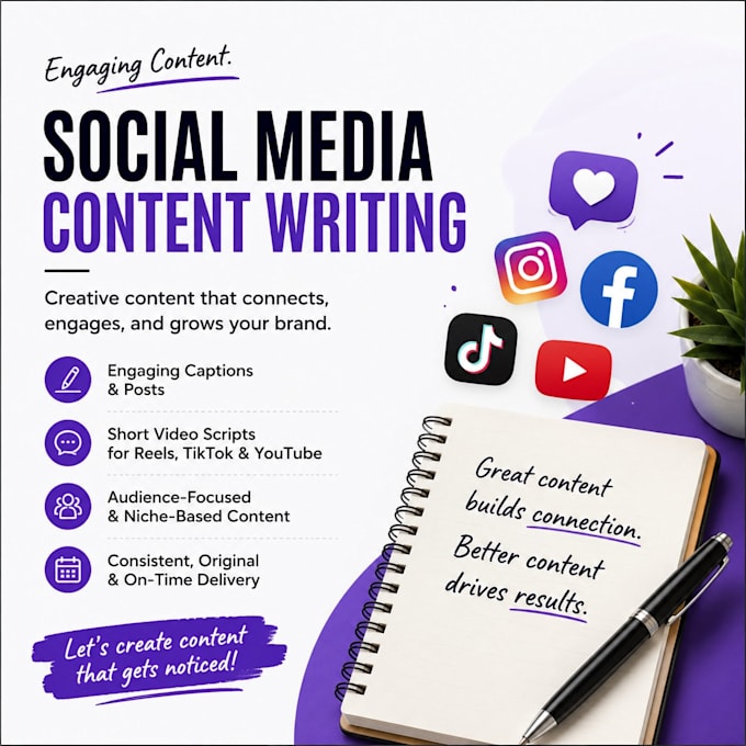 write creative content for instagram, facebook, and tiktok