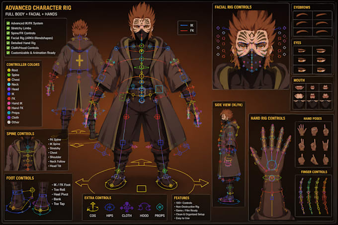 model and rig anime 3d character for games, vtuber, vrchat and animation