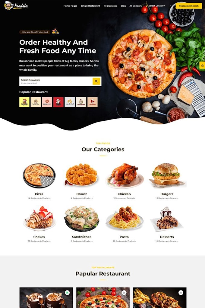 design premium catering restaurant website catering food delivery website