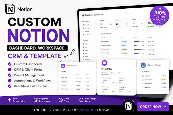 build notion dashboard notion workspace notion CRM notion template