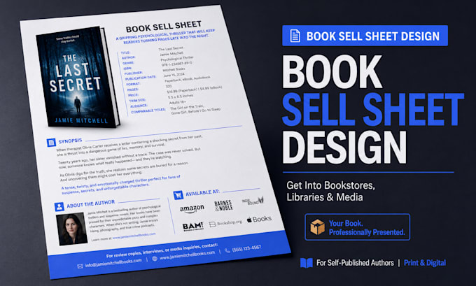 design book sell sheet and author one pager