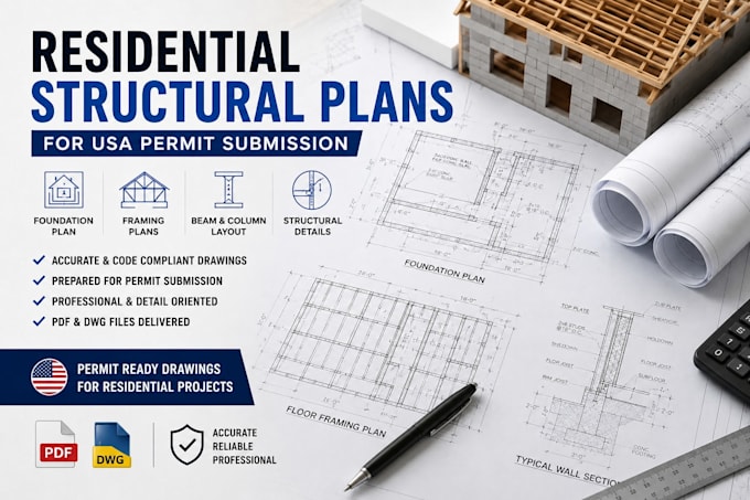prepare residential structural plans for USA permit submission