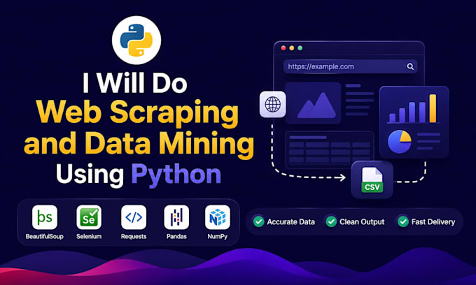 perform python web scraping, data extraction, and data mining