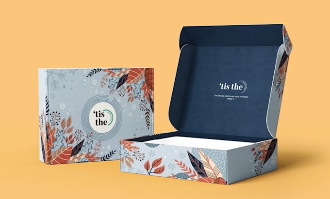 design product box packaging, suscription box, snacks box or 3d box label mockup