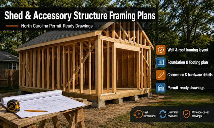 draft shed and accessory structure framing plans for nc building permit