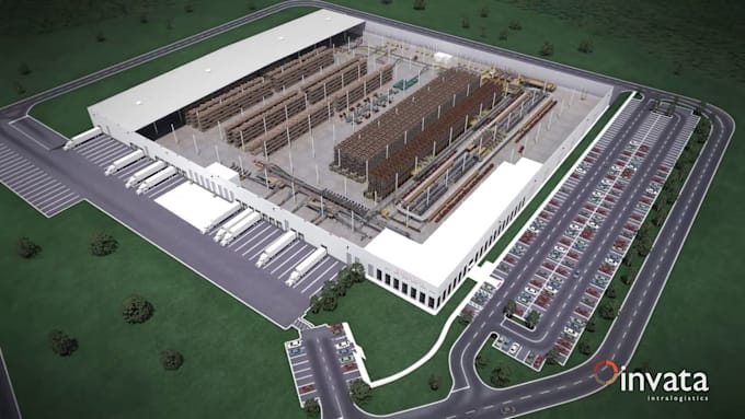 do 3d warehouse automation facility intralogistics robotics logistics animation