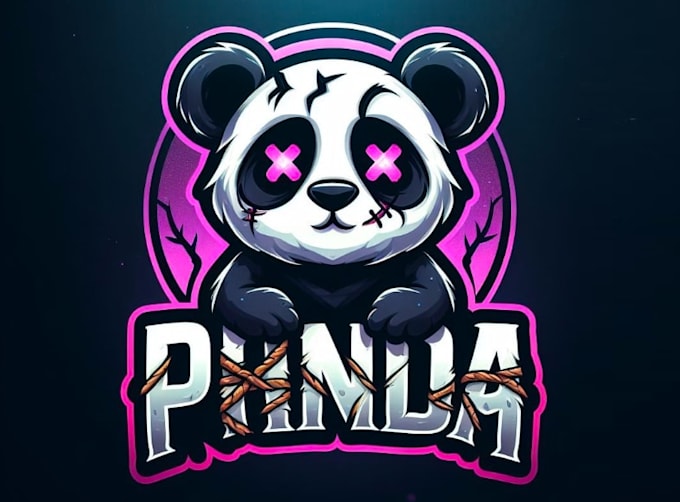 create panda racing mascot logo with express delivery
