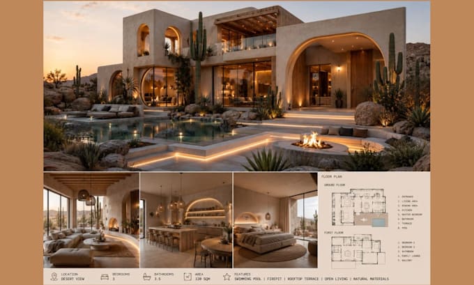 deliver high end architectural design, 2d plans, and 3d rendering