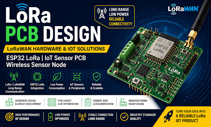 design lora pcb, lorawan hardware, esp32 lora and iot sensor boards