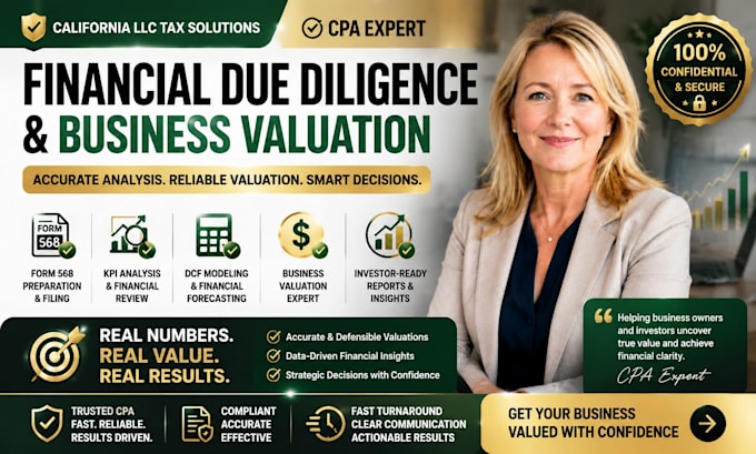 do financial due diligence and business valuation, dcf model and KPI analysis