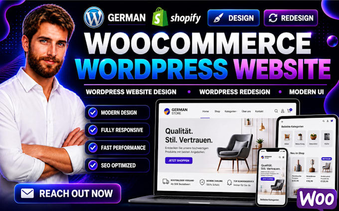 build german woocommerce wordpress website design shopify redesign modern ui