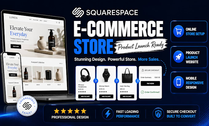 build a squarespace ecommerce store and product lunch website