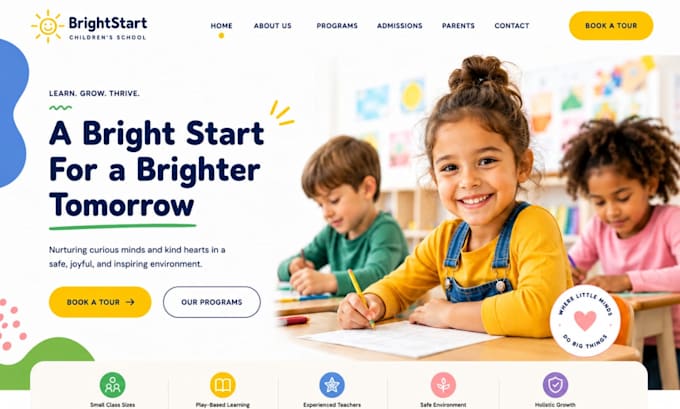 build kindergarten website, preschool website daycare website childcare website