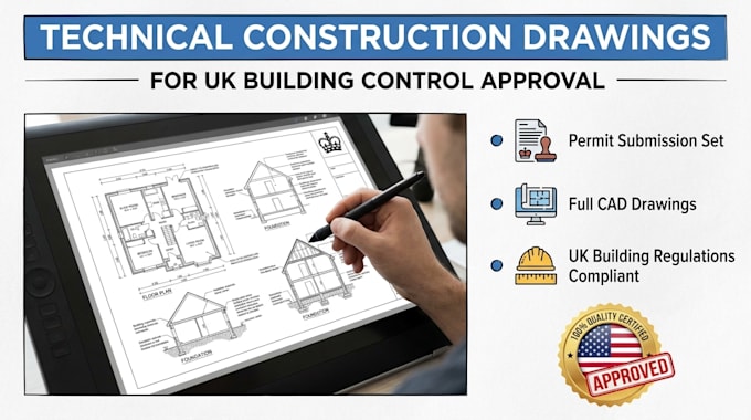 produce technical construction drawings for UK building control approval