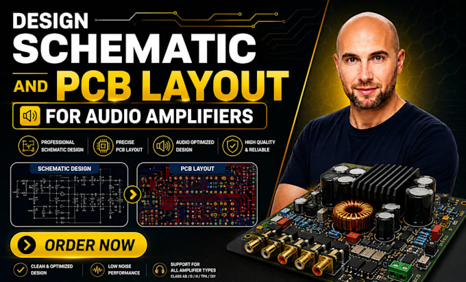 design schematic and pcb layout for audio amplifiers, preamps, and guitar pedals