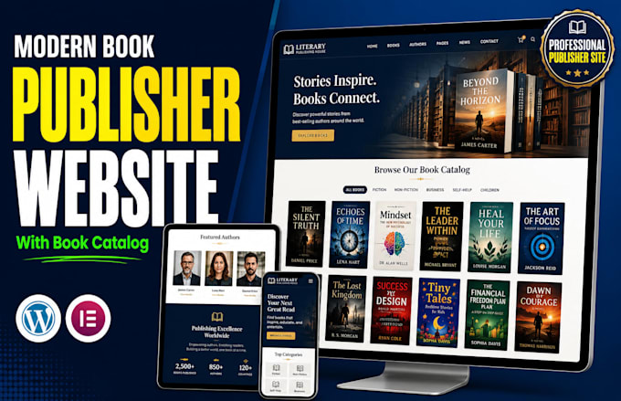 design a professional book publisher website for multi authors