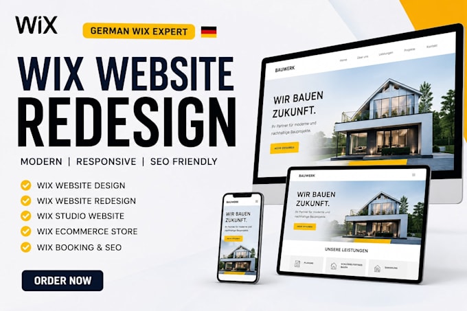 redesign wix website, german wix website, wix online store and wix SEO
