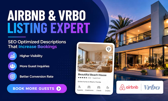 write high ranking airbnb listing descriptions and vrbo SEO
