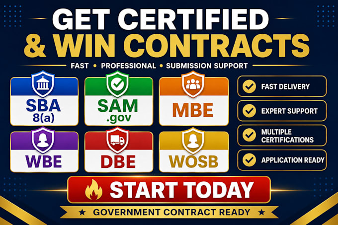 prepare and submit mbe wbe dbe sba 8a wosb sdvosb sam gov certification