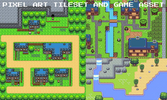 create pixel art tileset pixel art background prop rpg tile map 2d game assets