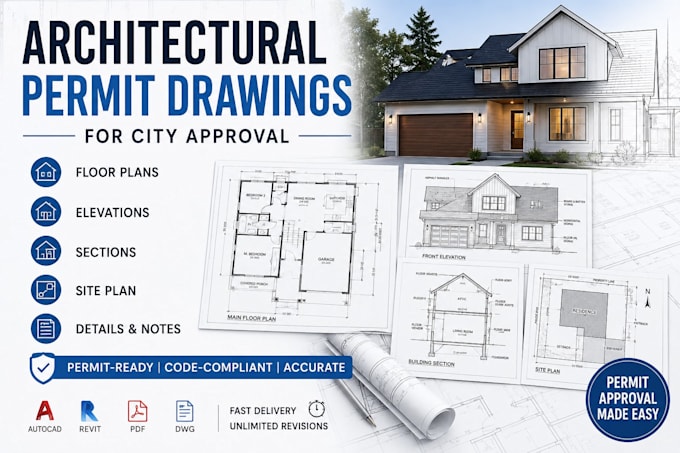 create architectural permit drawings for city approval and building permits