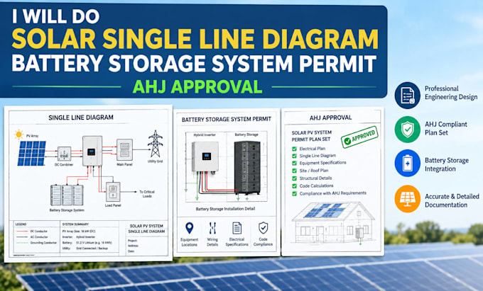do solar single line diagram battery storage system permit ahj approval