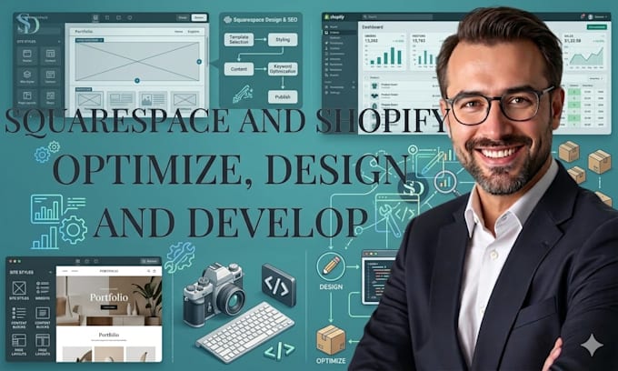 optimize shopify website, design and develop squarespace and shopify, shopify