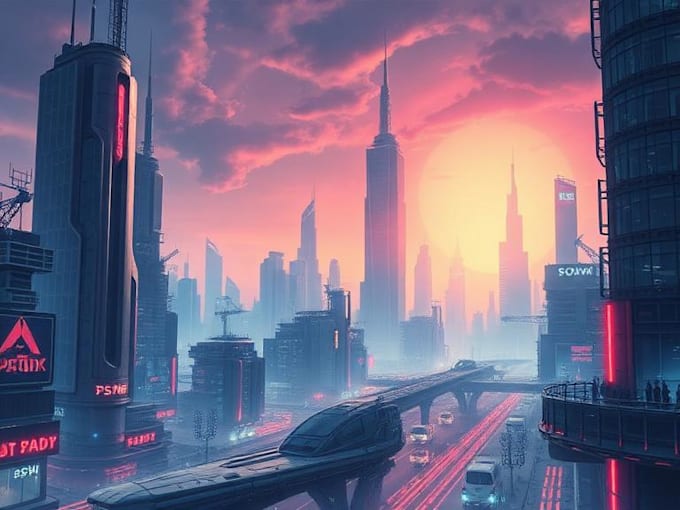do cyberpunk scifi futuristic city