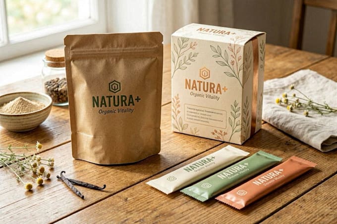design professional product packaging box pouch and label