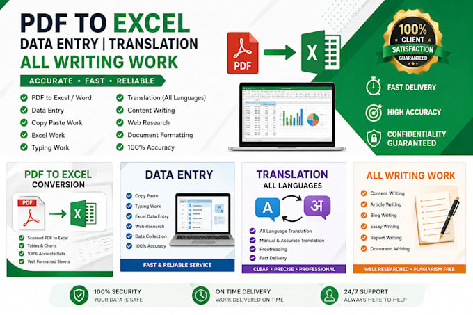 do pdf excel translation and writing work