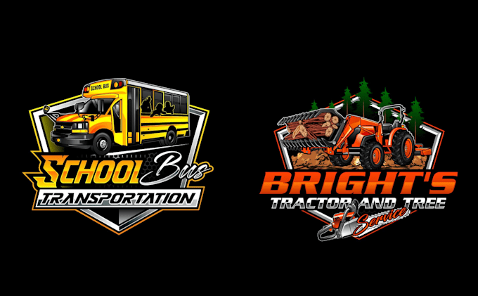 design superb unique bus and tree service logo with satisfaction guaranteed