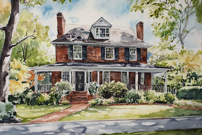 draw a watercolor house painting