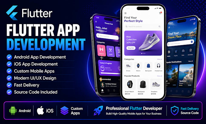 build a custom flutter mobile app for android and ios from scratch