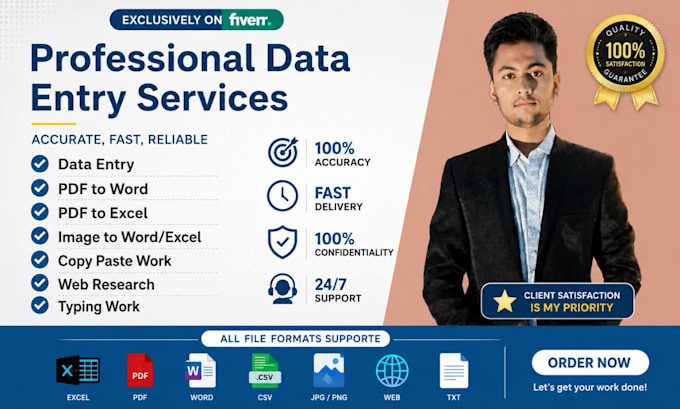 do expert data entry, typing work, and PDF to word conversion