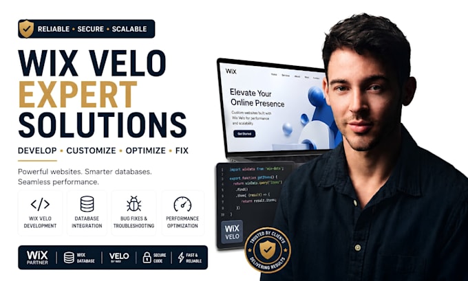 build wix velo website, wix code and database, fix wix bugs with wix velo code