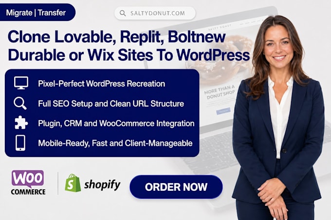 clone migrate lovable, replit, durable boltnew or wix website to wordpress